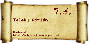 Teleky Adrián névjegykártya